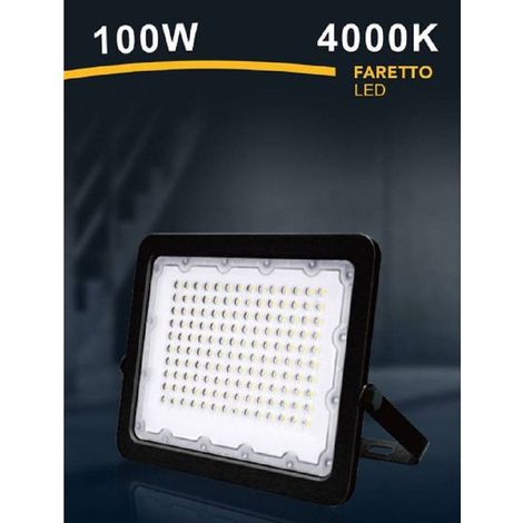 Faro Led 100w Faretto Ultra Slim Esterno Nero Ip65 Luce 6500k 4000k 3000k Fs100w-n