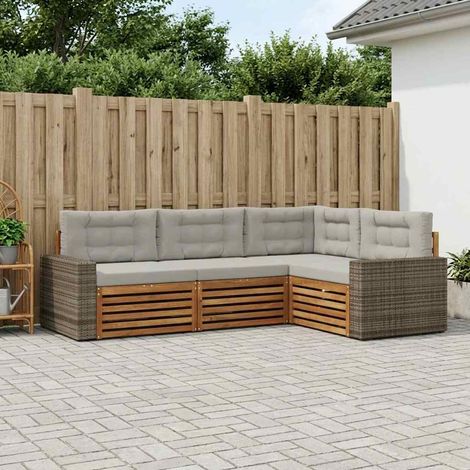 vidaXL Outdoor-Sofagarnitur 4 pcs Natürlich und Hellgrau (1/5)