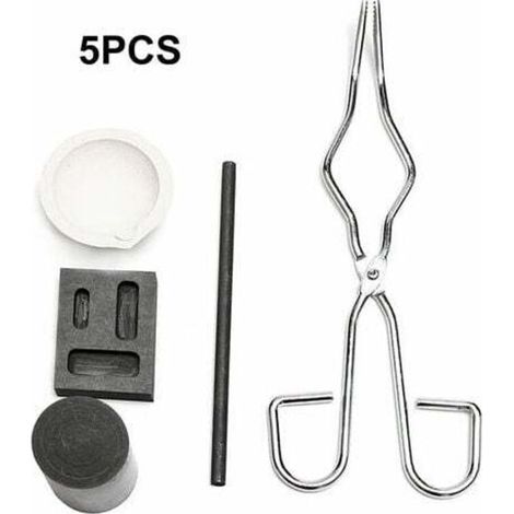 5Pcs Resistant A La Chaleur Coulee De Lingotiere Outil Smelting Or Argent Fournaise Kit Scrap Bijoux Raffinage De Fusion Metal Or Forge Set Graphite Fonderie Creuset Pour La Fusion Experience C (1/4)