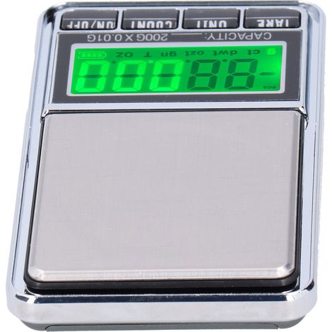 Balance électronique portable pour bijoux, pèse-carats numérique avec écran LCD rétroéclairé vert 0,01g/200g (1/5)