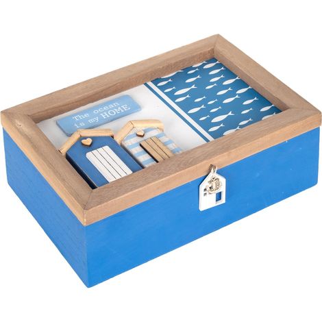 Signes Grimalt Box da cucina  Organizzatore di tè alla spiaggia blu 16x24x8cm 29864