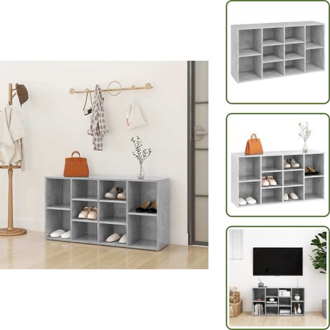 Banco de zapatos contrachapado - vidaXL Banco zapatero madera contrachapada gris hormigón 103x30x55cm - Banco de zapatos con estantes