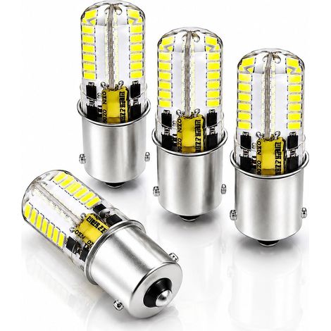 4 x P21W 1156 LED BA15S 12V 6000K White Bulbs for Car Trailer Boat Camper Backup Tail Light DRL Interior Lighting (1/5)