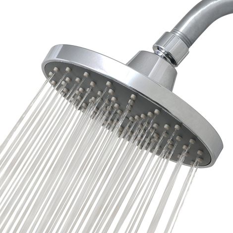 Soffione doccia fisso ad alta pressione con getto a pioggia - Soffione doccia regolabile da 15 cm - Ampio soffione doccia rotondo con getto a cascata (1/2)