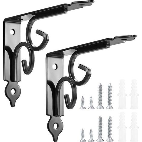 Soportes decorativos para estantes de pared, diseño rústico, 2 piezas, color negro. (1/5)