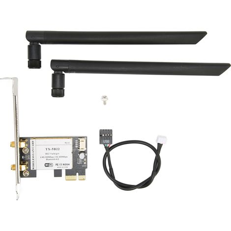 Carte réseau sans fil 2.4Ghz 5Ghz 300Mbps débit élevé noir PCIE pour ordinateur (1/5)