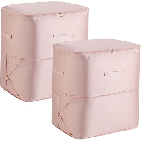 Paquet de 2 sacs de rangement auto-compressants peu encombrants, sac d'espace de voyage, sac de couette portable, couverture, doudoune, rose, grande taille 20,5" × 16,6" × 11,8" Très grand, 20,5 pouce (1/5)