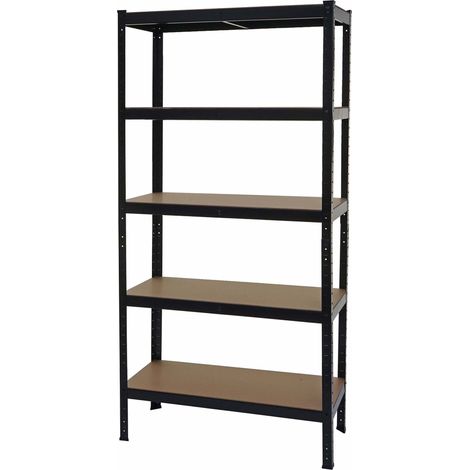 Étagère pour charges lourdes rangement cave enfichable 5 étagères acier noir 180x90x40 cm 040008688