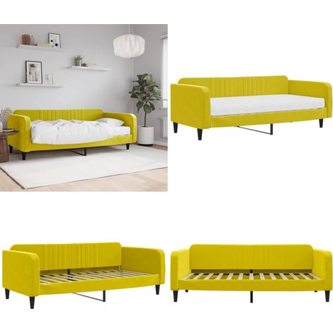 Tagesbett mit Matratze Gelb 100x200 cm Samt - Tagesbett - Schlafsofa - Gästebett - Samtcouch - Wohnzimmermöbel - Home & Living (1/5)