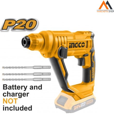 MARTELLO DEMOLITORE BATTERIA LITIO 20V NUDO + 3 PUNTE SDS