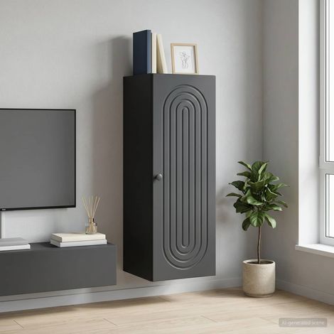 vidaXL Armoire Murale Noir 33 x 34,5 x 90 cm Bois d'ingénierie (1/5)