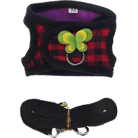 Ensemble gilet chaud, laisse et harnais réglables pour petits animaux (hamster, lapin) - Taille M - Carreaux rouges (1/5)