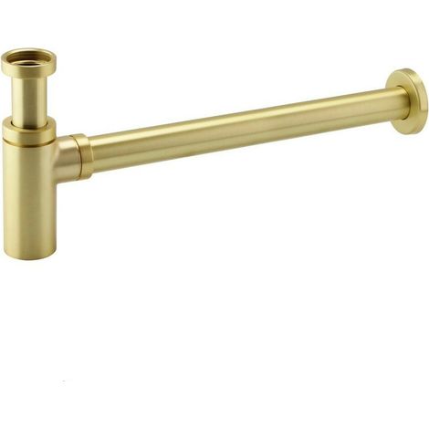 Brushed Brass Basin Sink Bottle Trap Waste Adjustable 1 1/4 Solid Brass