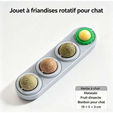 Balle tournante pour chat. Jouet interactif. Dimensions : 19 x 5 x 3 cm (1/5)