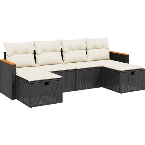 Maison Exclusive - 6-tlg. Garten-Sofagarnitur mit Kissen Schwarz (1/4)