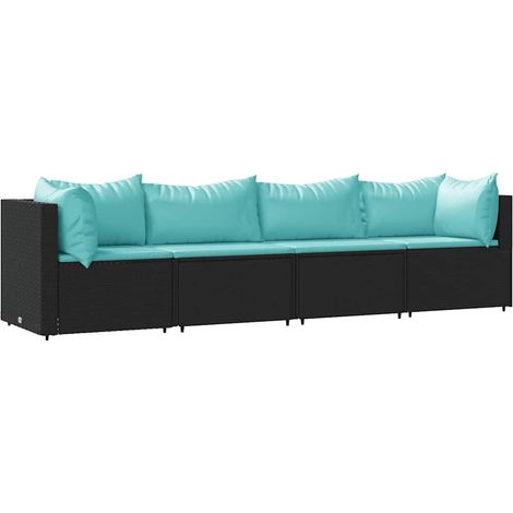 Maison Exclusive - 4-tlg. Garten-Lounge-Set mit Kissen Schwarz Po