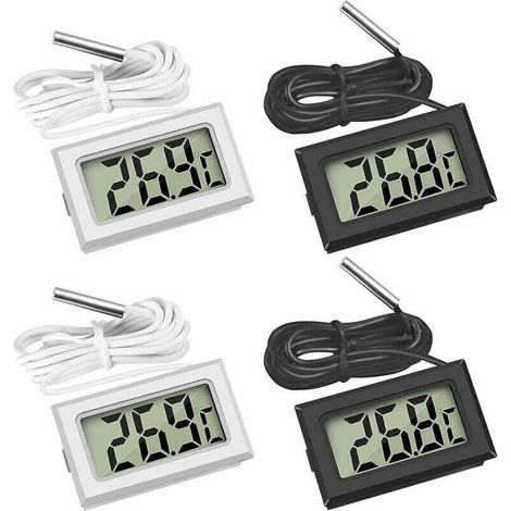Mini Digital LCD Thermomètre Température avec Sonde de Température Capteur Testeur ,Guazhuni (2X Noir 2X Blanc) (1/4)