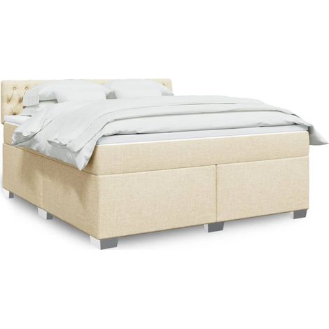 Boxspringbett mit Matratze Creme 180x200 cm Stoff (1/5)