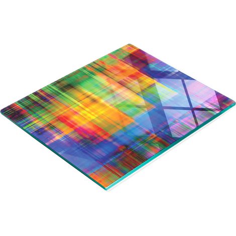 Vassoio da cucina in vetro con grafica astratta arcobaleno, 60x52 cm (1/5)