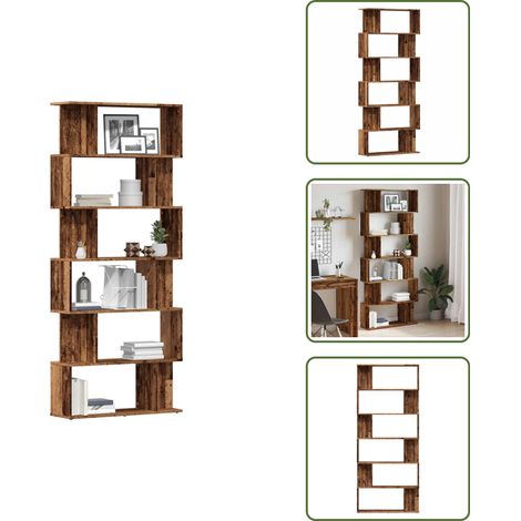 Bücherregal Altholz-Optik 80x24x192 cm Holzwerkstoff - Bücherschrank - Bücherschränke - Büroschrank - Büroregal (1/5)