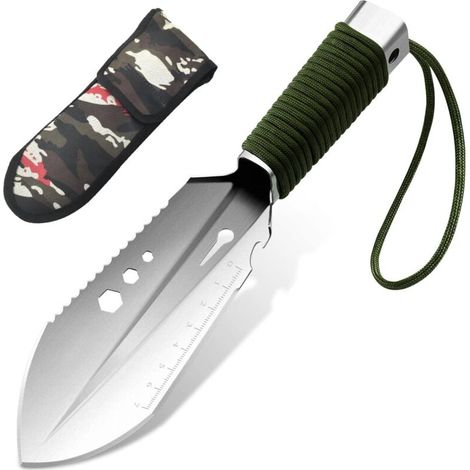 Pelle de Camping, 8 en 1Pelle de Survie Multifonction Mini Portable Pelle de Militaire Pelle Tactique(Argent) (1/5)