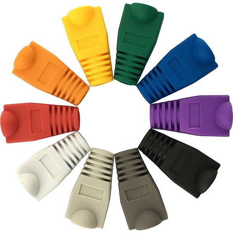 60 Pieces RJ45 Cat5 Cat5e Cat6 Cat6e Ethernet Cable Stress Release Boots,Ethernet Cable Connector Cover - 10 Colors (1/5)