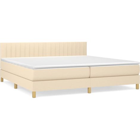 Lit à sommier tapissier avec matelas Crème 200x200 Tissu 7 (1/5)