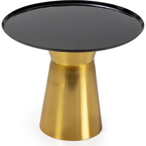 Table d'appoint métal noir doré design chic pour salon moderne - noir brillant et doré satiné (1/2)