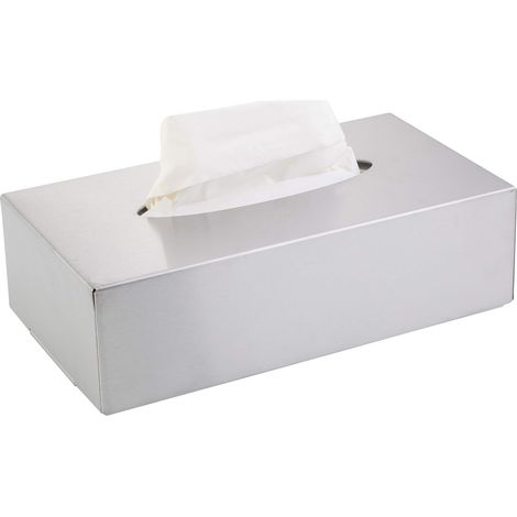 Caja para pañuelos de papel, acero, color plata, aprox. 24,5 x 13 x 7 cm