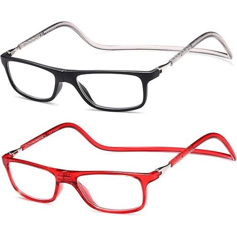 Gafas (paquete de 2), lupas, gafas de lectura magnéticas, gafas de lectura ajustables en longitud para hombres y mujeres, +1.00 dioptría (1/5)