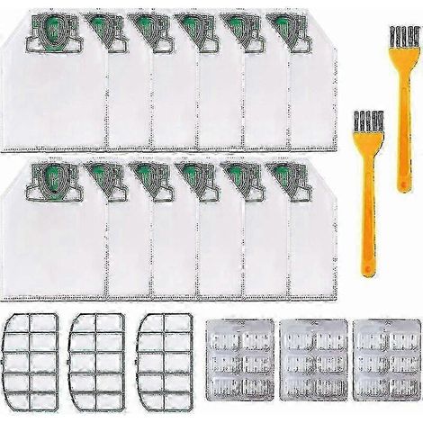 12 sacs pour aspirateur Vorwerk Kobold VK200 FP200 avec 3 filtres moteur, 18 pastilles parfumées, 2 brosses, sacs de rechange pour Kobold VK200-AquaForge