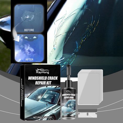 Reparaturset für Windschutzscheibenrisse für klare Sicht und Fahrzeugaufbereitung – Windschutzscheibenriss-Reparaturflüssigkeit 20 ml1 + Klinge1 + Härtungsfolie5 -- DE (1/5)