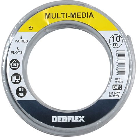 DEBFLEX - BOBINOT RJ45 U/UTP CATEGORIE 5E 4 PAIRES 10M GRIS - 193322