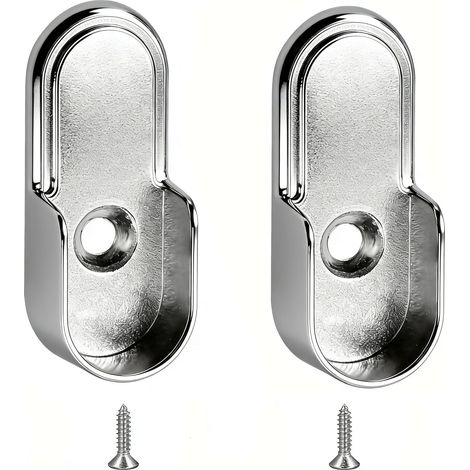 2 pièces support penderie, métal nickelé, fixation tringle, diamètre 44mm, pour armoire et dressing