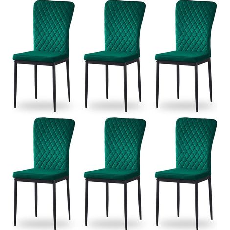 Jymtom – Lot de 6 chaises hautes en velours et métal – Dossier ergonomique – Charge maximale 100 kg – Pour salle à manger et bar – Vert