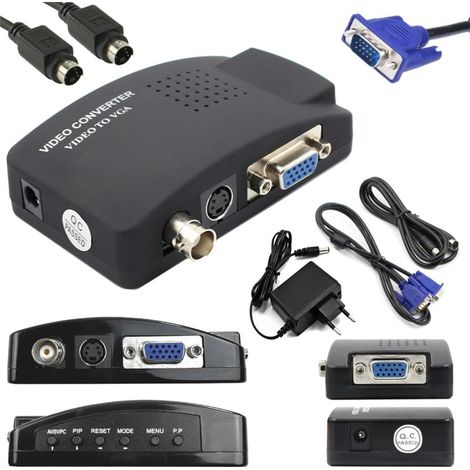 Convertisseur BNC/VGA/S-Vidéo vers VGA 1080p : affichage de l’image d’une caméra DVD sur un moniteur (1/5)