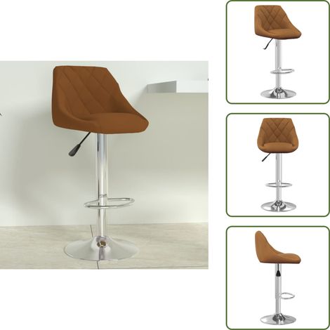 Taburete ajustable - vidaXL Taburete de cocina de terciopelo marrón - Silla de barra