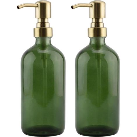 Distributeur de savon liquide en verre vert (lot de 2)-AquaForge (1/5)