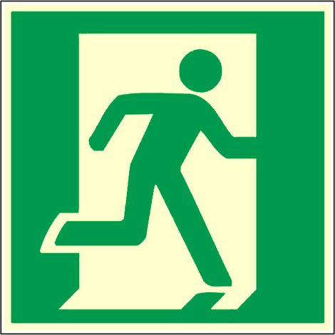 Panneau photoluminescent Sortie à utiliser en cas d'urgence droite - Rigide 200x200mm - 4031088