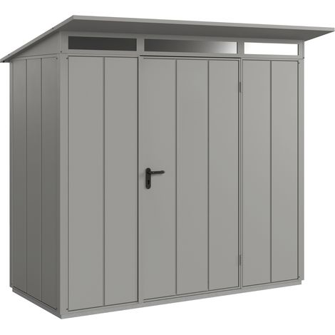 Hörmann Metall-Gerätehaus Berry Modern mit Pultdach Typ 1, 248 x 153 cm, graualuminium, 3,8 m², 1-flüglige Tür (1/5)