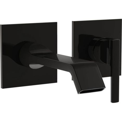 Mitigeur lavabo encastré - A4278239 - Noir brillant - Laiton, débit 5 l/min - Aérateur rectangulaire