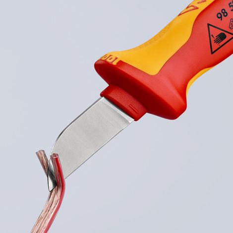 KNIPEX 98 52 SB Coltello per elettricisti impugnatura isolante, in materiale bicomponente, collaudato VDE 190 mm (1/7)