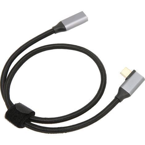 Câble USB-C vers USB-C 3.1 Gen 2 coudé à 90° mâle-femelle, charge rapide 100 W (20 V, 5 A), 4K 60 Hz, 10 Gbit/s, longueur 0,5 m. (1/4)