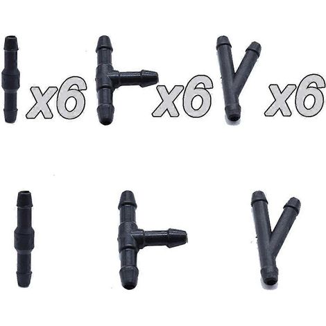 18-teiliges Set: Verbindungsstücke für Scheibenwaschschlauch, gerades T-Stück, 3-Wege-Stück, Y-Stück, für Luft, Kraftstoff, Wasser, Benzin, Scheibenwischerdüse. (1/5)