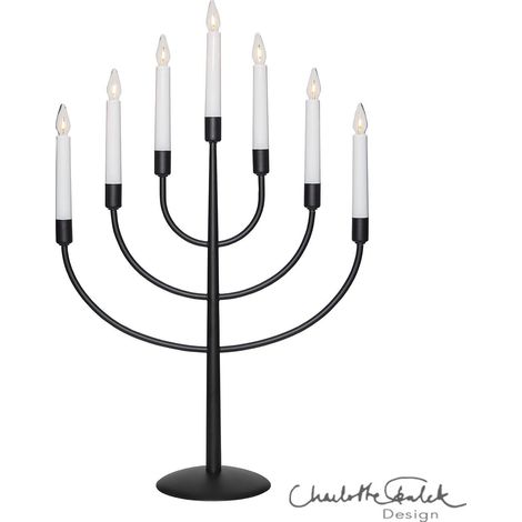 Siebenarmiger LED-Kerzenleuchter ,Titus', Metall, schwarz (1/4)