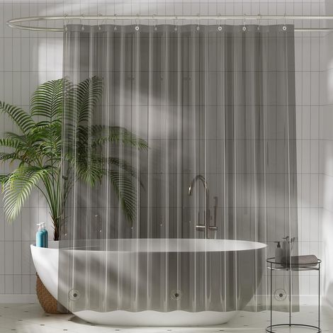 Cortina de ducha negra transparente, resistente al moho e impermeable, con imanes para bañeras y baños, 180x200 (1/5)