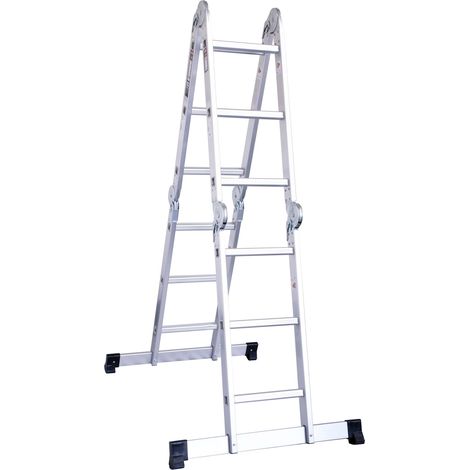 STIER Mehrzweckleiter aus Aluminium, max. 3,37 m, 12 Stufen, 4x3 Sprossen, Tragfähigkeiten 150 kg, 6 Aufbauvarianten, Vielzweckleiter, Alu Leiter klappbar, Universalleiter (1/5)