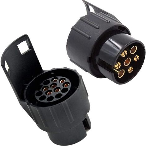 Lot de 2 fiches adaptateur 13 à 7 broches, selon ISO 11446 et ISO 1724, pour systèmes de remorque 12 V, connecteur de connexion remorque à voiture, pour remorque de voiture, fiche adaptateur remorque (1/4)