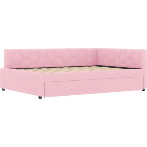 Letto divano 140x200 cm con letto estraibile, porte USB Type-C e lampada, rosa (1/5)