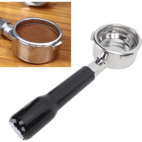Barre de brassage Barsetto 58 mm en acier inoxydable sans fond pour machines à café expresso, modèle C2, plastique noir (1/5)